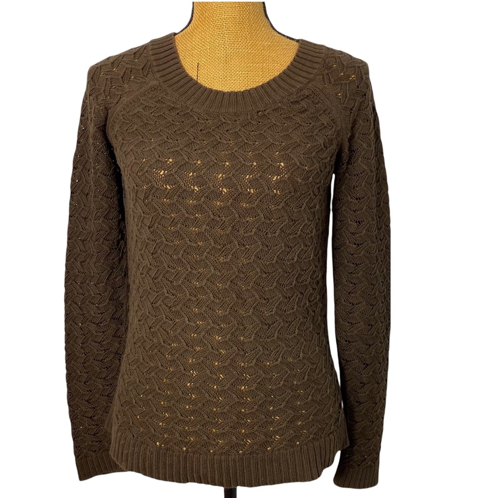 Loft Brown Textured Knit Casual Career Warm Fall/Winter Sweater XS